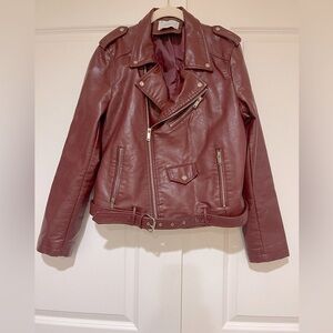 Fitaylor Faux PU Leather Burgundy jacket NWOT runs S